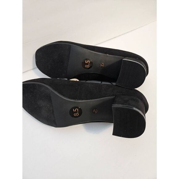 Liz Claiborne black suede memory foam heeled slip on shoes. Size 8.5 M. - Picture 4 of 5